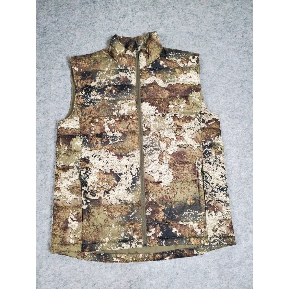 Cabela's Men's Strata Camo Puffer Vest Size Medium Hunting Hiking Full Zip